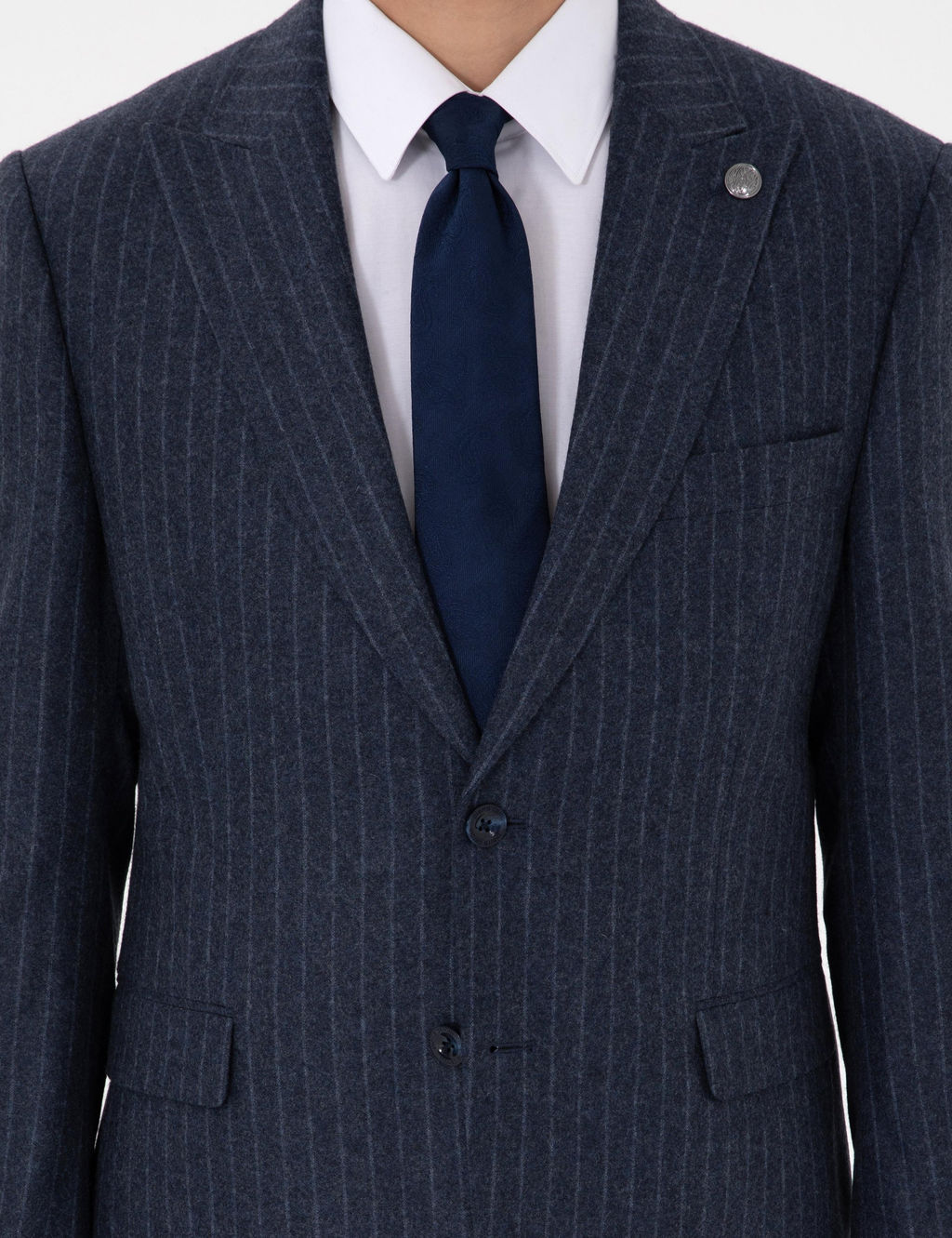 _ndigo Slim Fit _izgili Y_n Kar___ml_ Tak_m Elbise