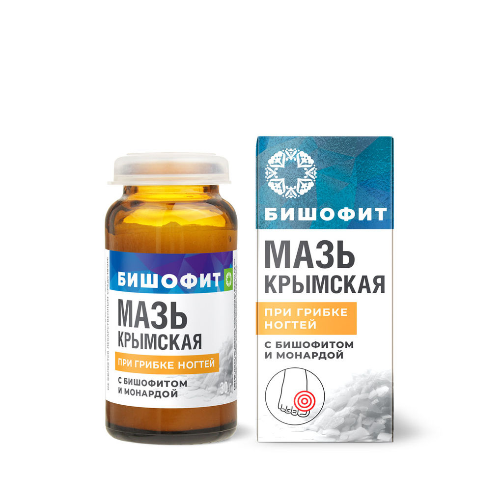 Мазь крымская с бишофитом и монардой При грибке ногтей, 30г