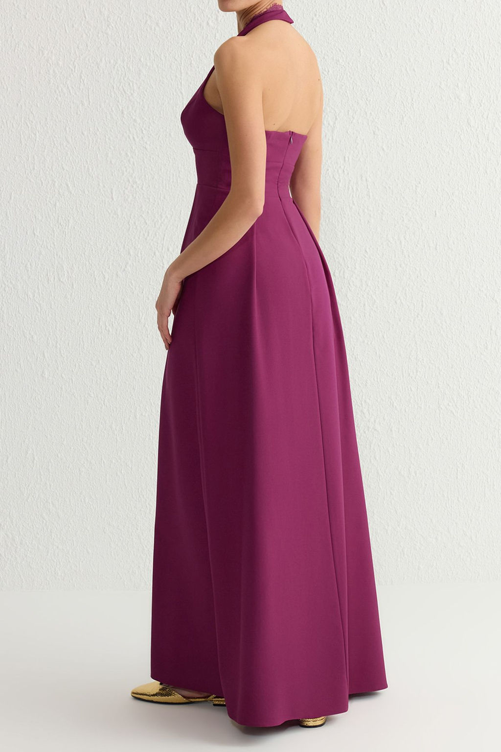 TRENDYOLMILLA Murdum Dantel Yaka Detayl? Dokuma Uzun S?k Abiye Elbise TPRSS25AE00035  фото 5