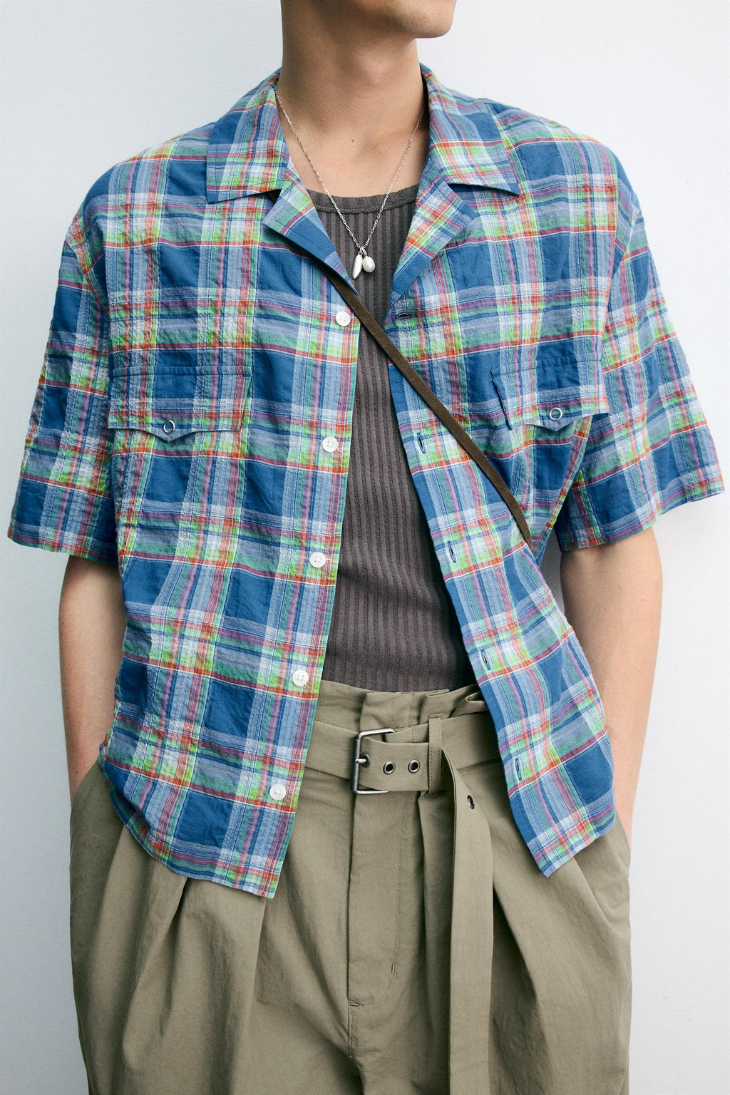 CAMISA RELAXED FIT CUADROS / Azul medio - Zara фото 7