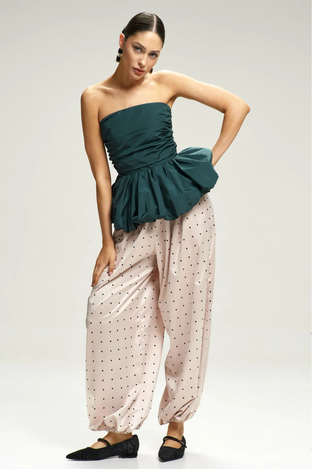 Топ-корсет с баской Pine Green