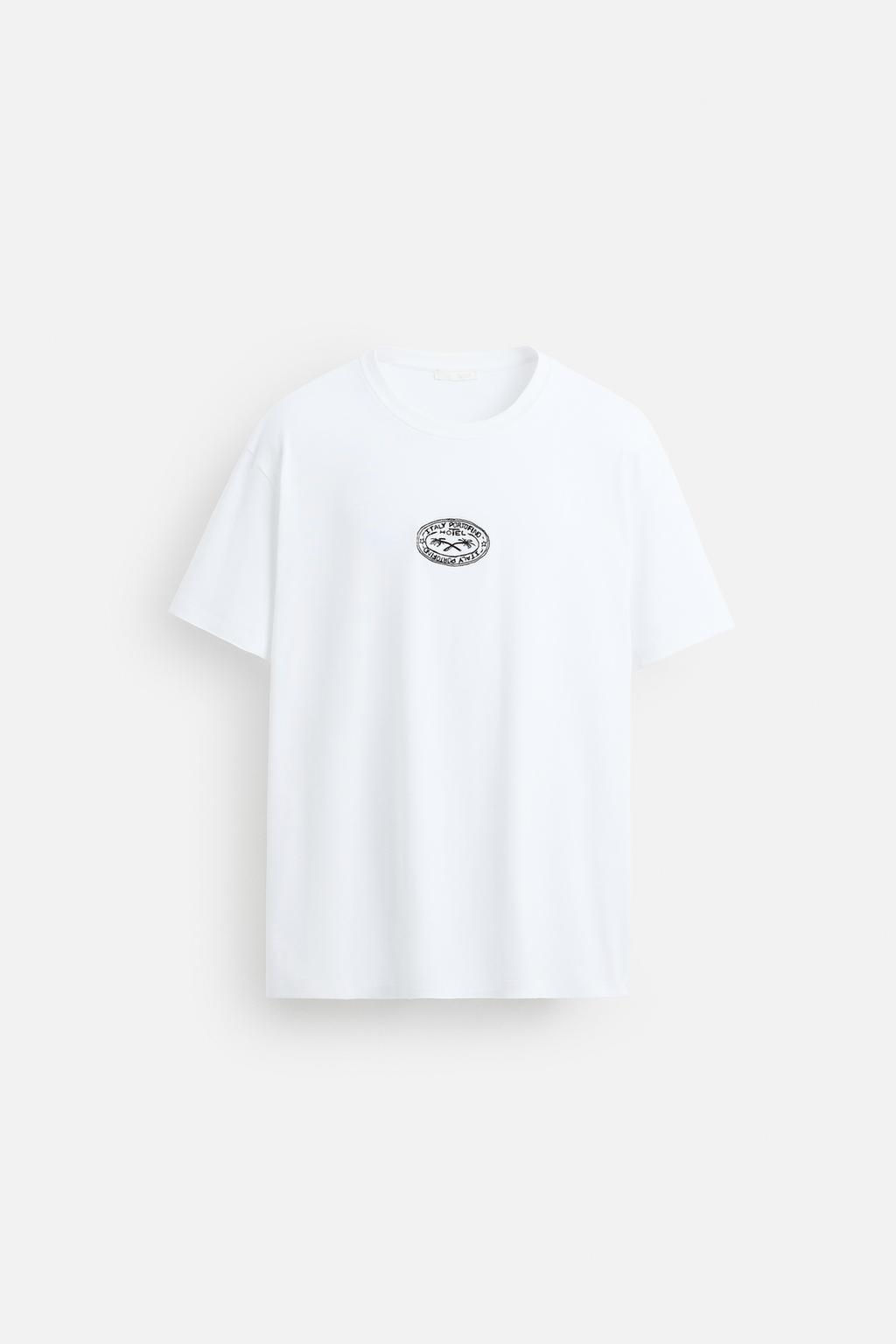 T-SHIRT WITH CONTRAST EMBROIDERY - Zara фото 7