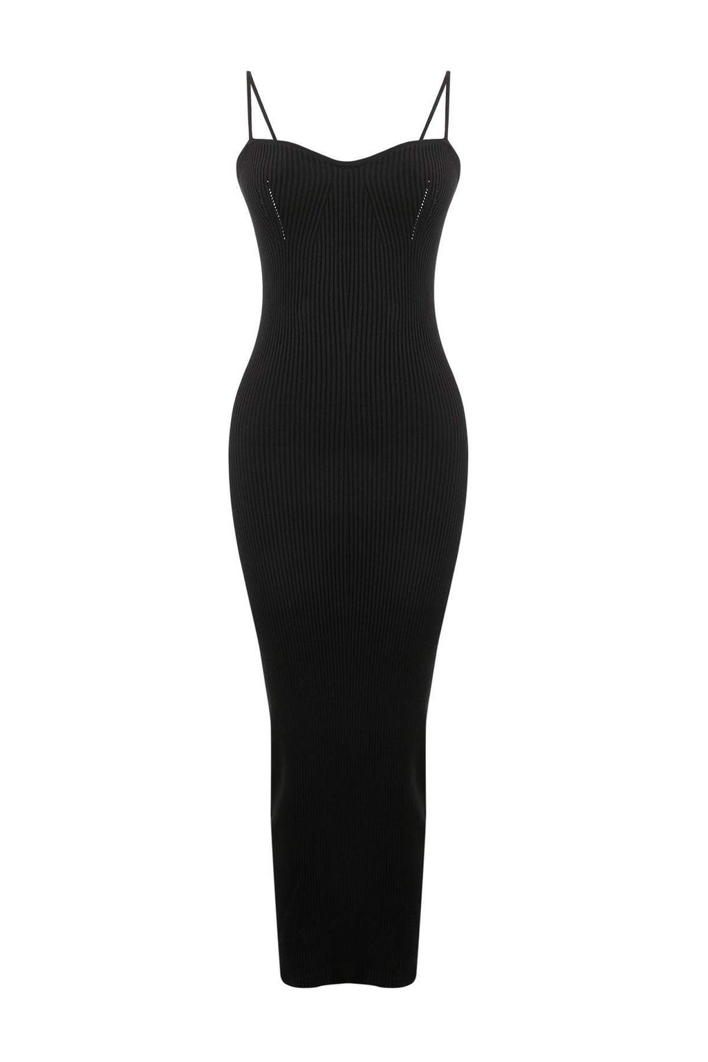 Siyah Midi Bodycone/Vucuda Oturan Triko Elbise TWOSS26EL00183