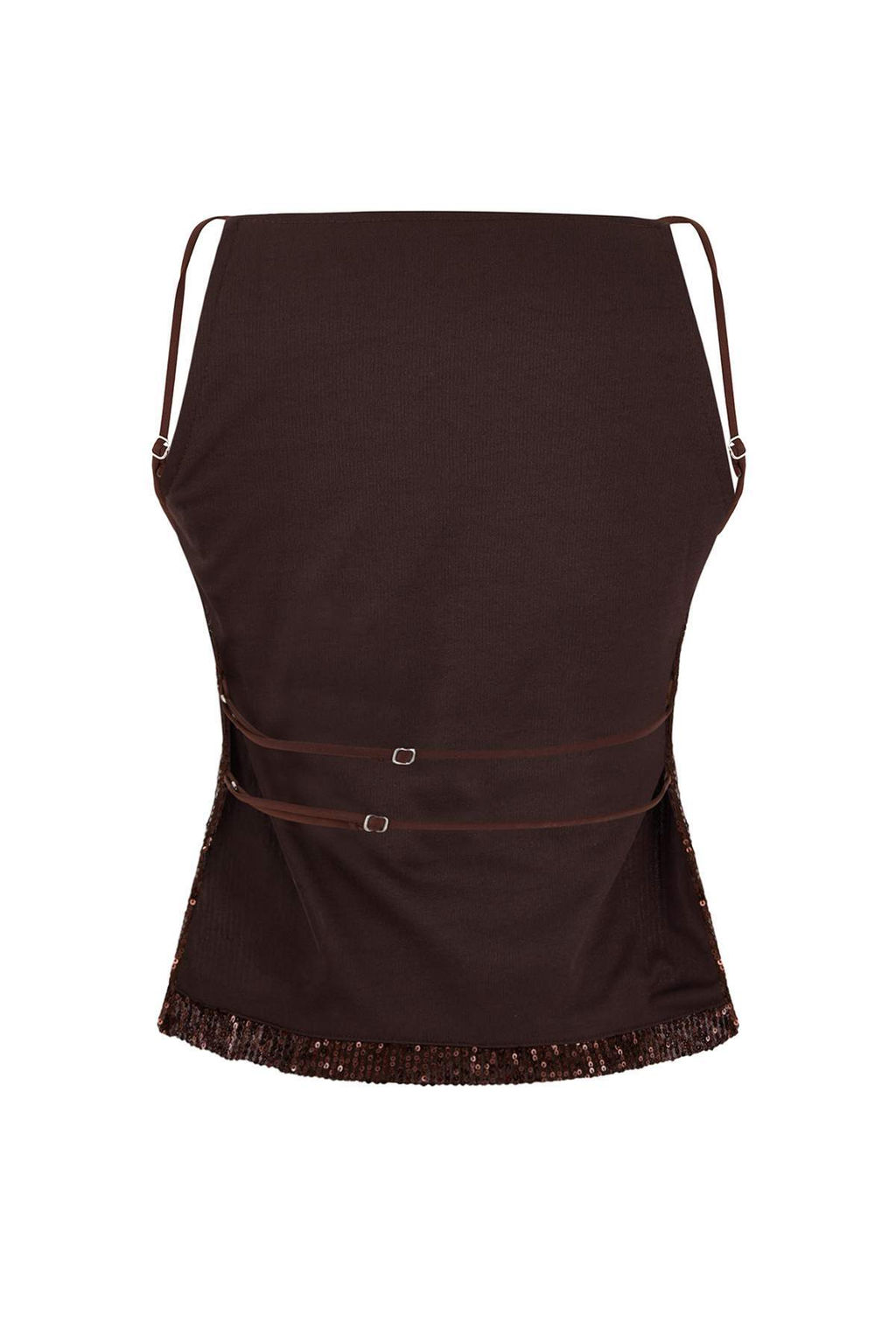 Kahverengi S?rt Detayl? Par?lt?l? Payet Orme Bluz TPRSS25BZ00036