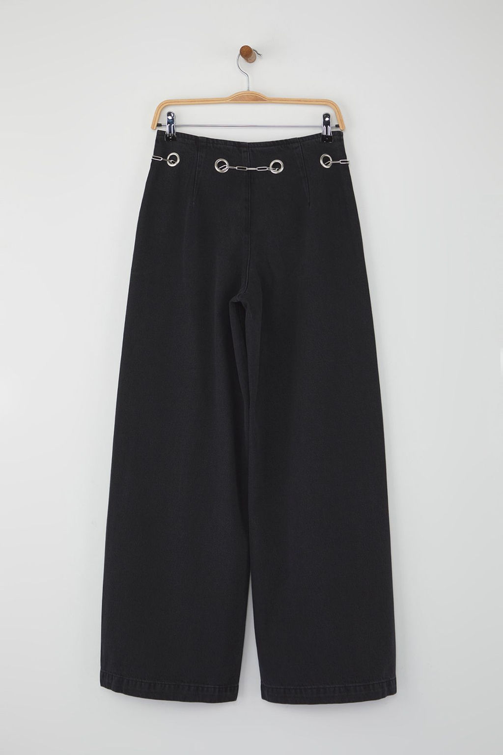 Teen Siyah Yuksek Bel Aksesuar Detayl? Genis Paca Wide Leg Jeans TWOAW26JE00040 - Trendyolmilla фото 6