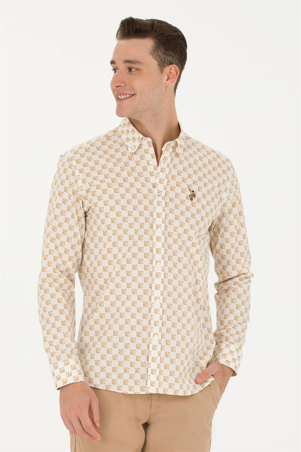 U. S. Polo Assn / Мужская рубашка с длинным рукавом Stone - U.s. polo assn фото 8