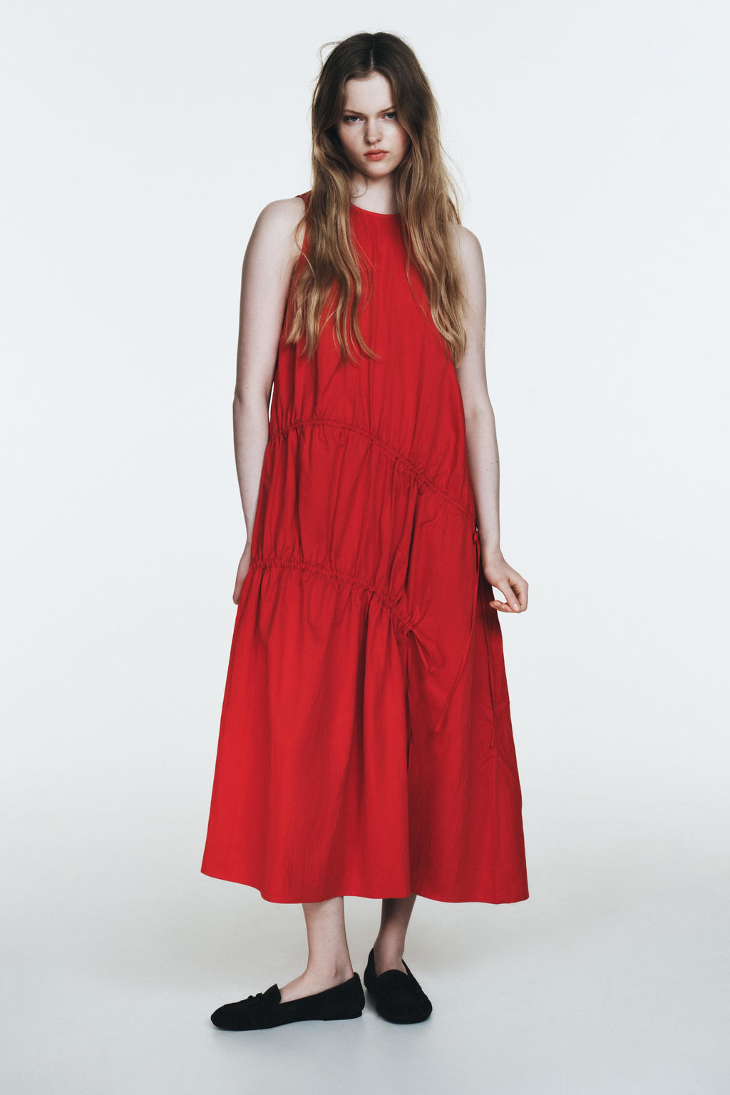 NYLON MIDI DRESS WITH TIES - Zara фото 2