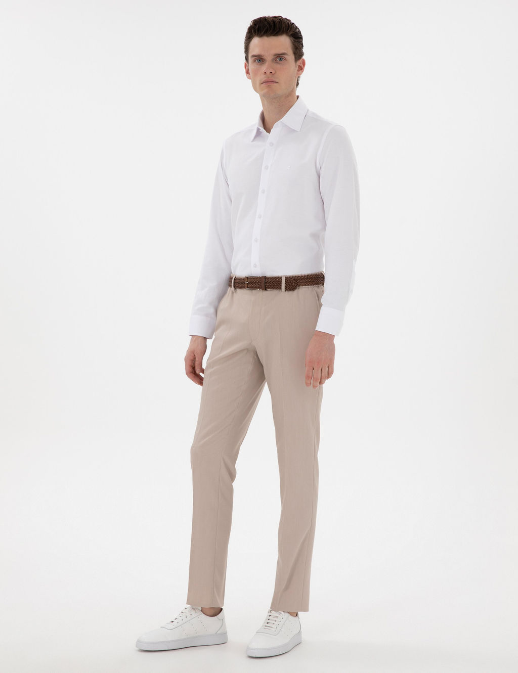 Beyaz Slim Fit Arm_rl_ Uzun Kollu G_mlek