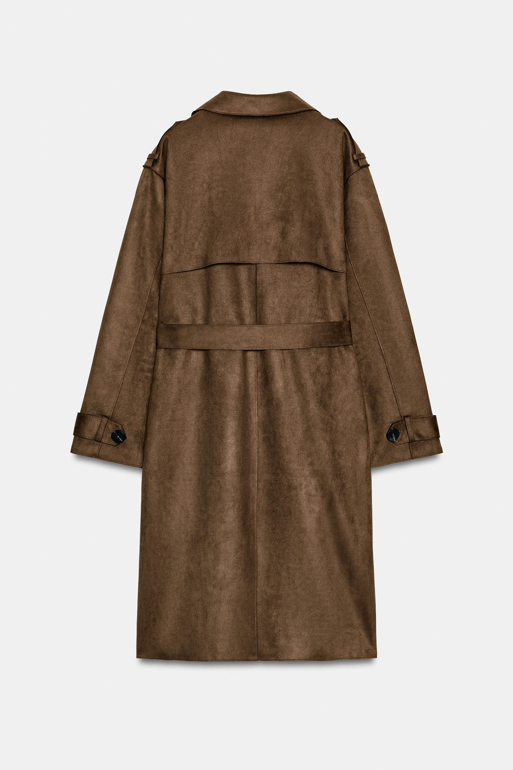 TRENCH LARGO EFECTO ANTE CINTUR?N / Marr?n - Zara фото 9