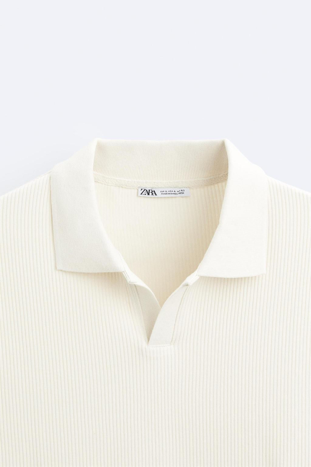 TEXTURED POLO SHIRT WITH RIBBED TRIMS - Zara фото 18