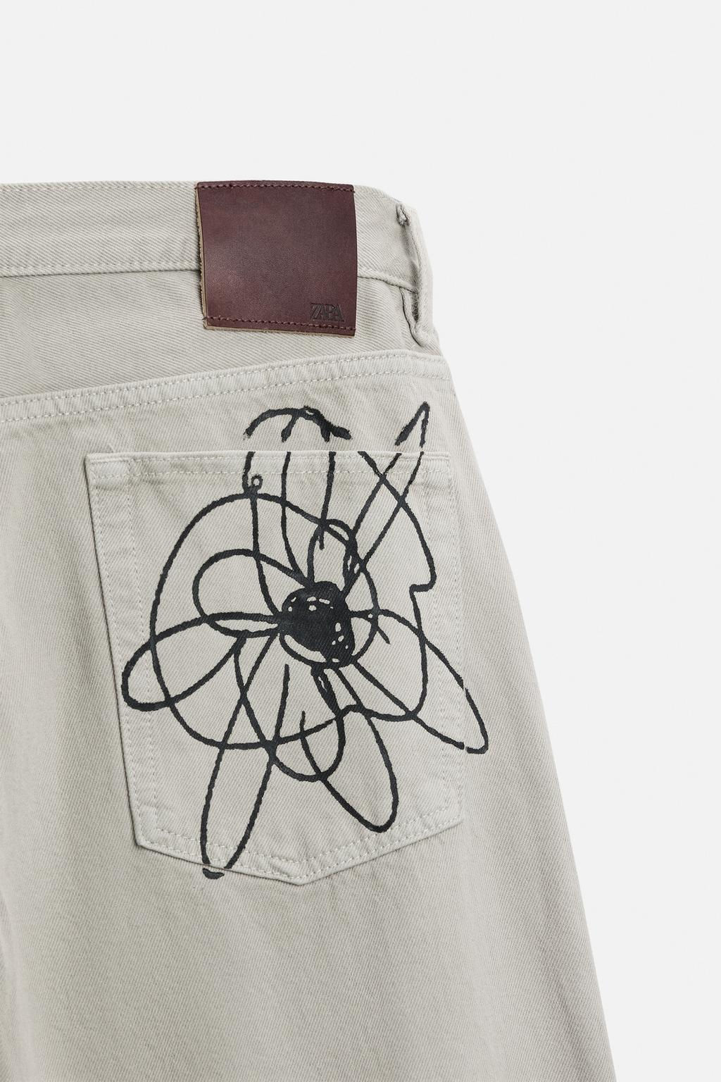 FLORAL PRINT STRAIGHT-LEG JEANS - Zara фото 9