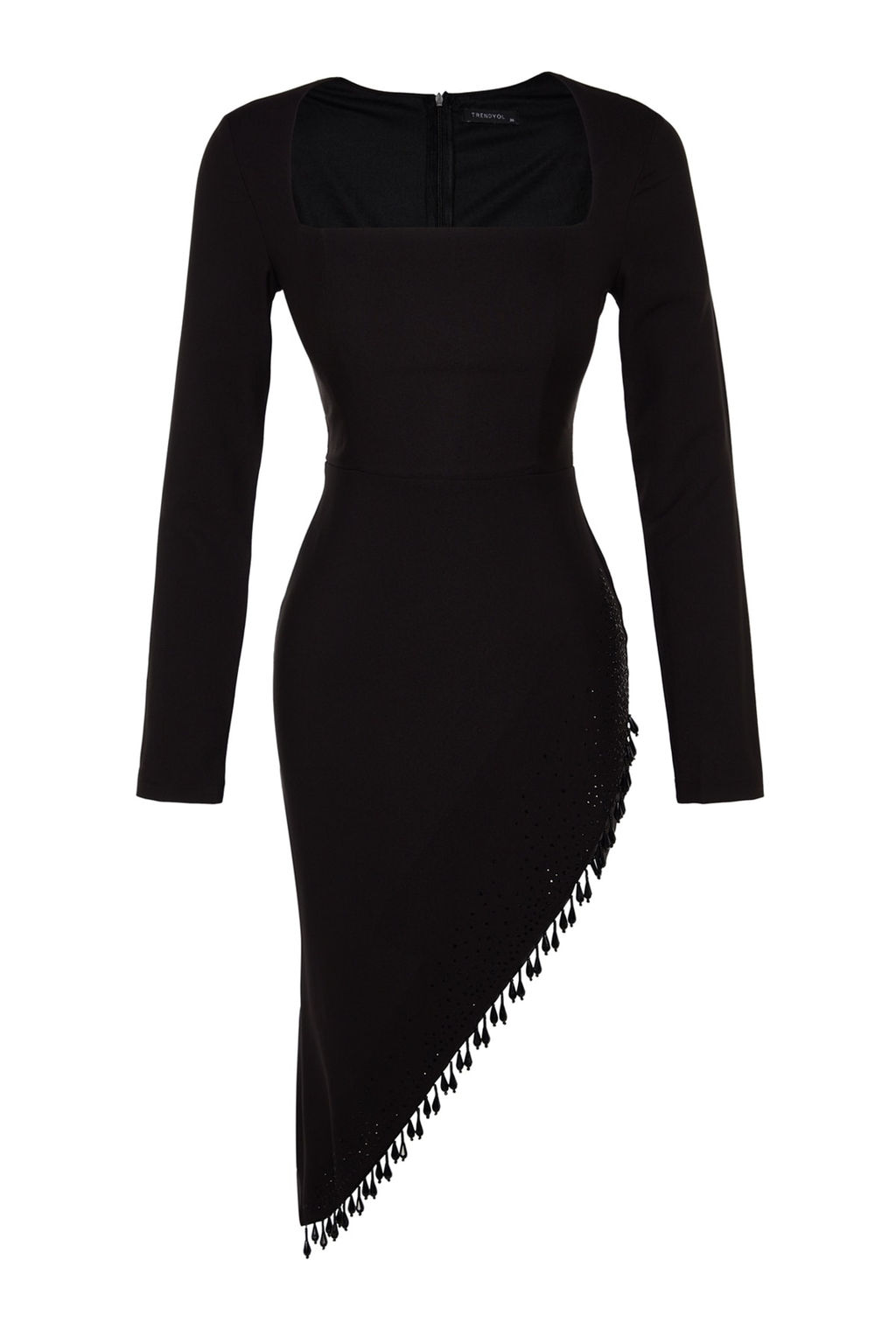 Trendyolmilla Siyah Vucuda Oturan Parlak Tasl? Dokuma S?k Abiye Elbise TPRAW24EL00135  фото 8