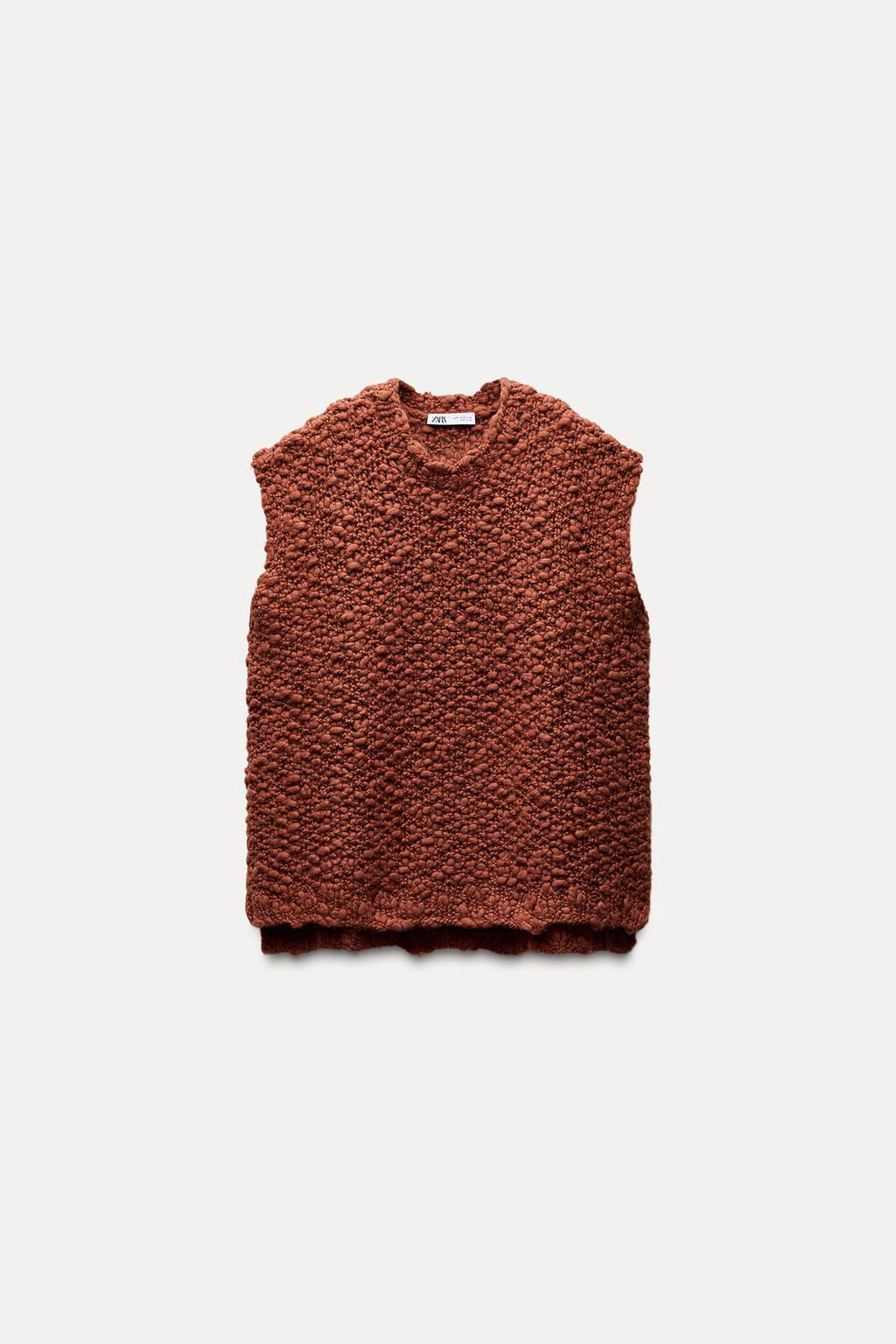 OVERSIZE TEXTURED KNIT VEST - Zara фото 5
