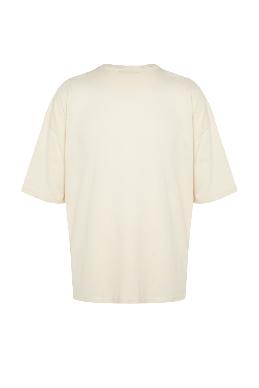 Bej Oversize/Genis Kesim %100 T-Shirt TMNSS22TS0318