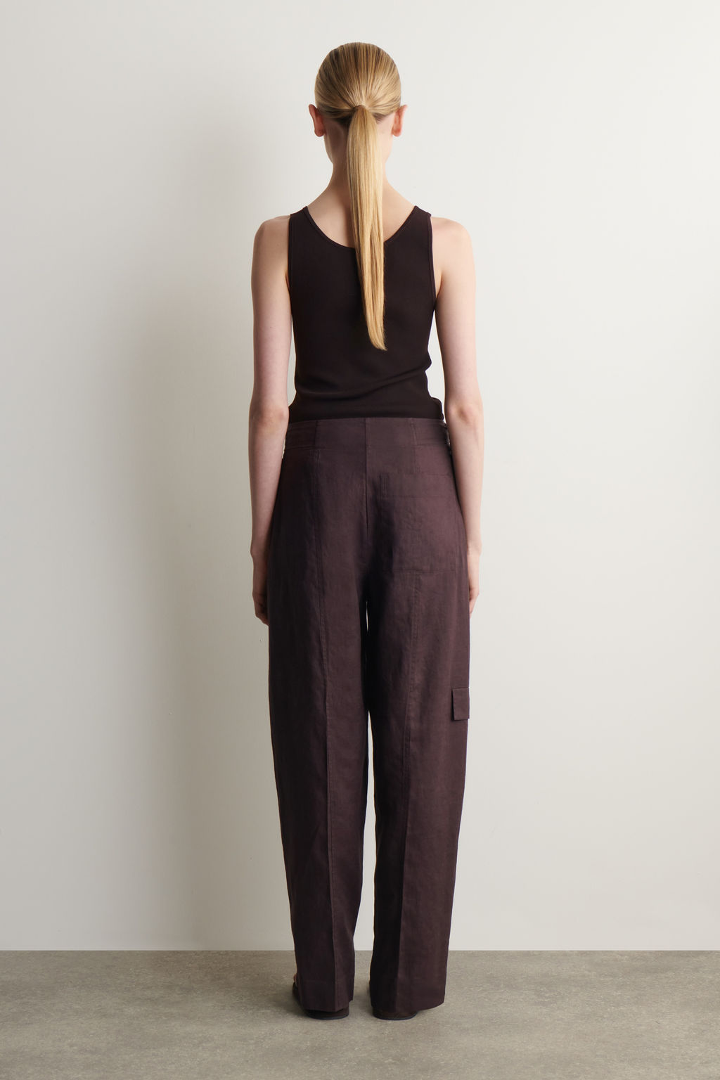 PANTAL?N DE LINO BARREL LEG CON CINTUR?N - H&m фото 5