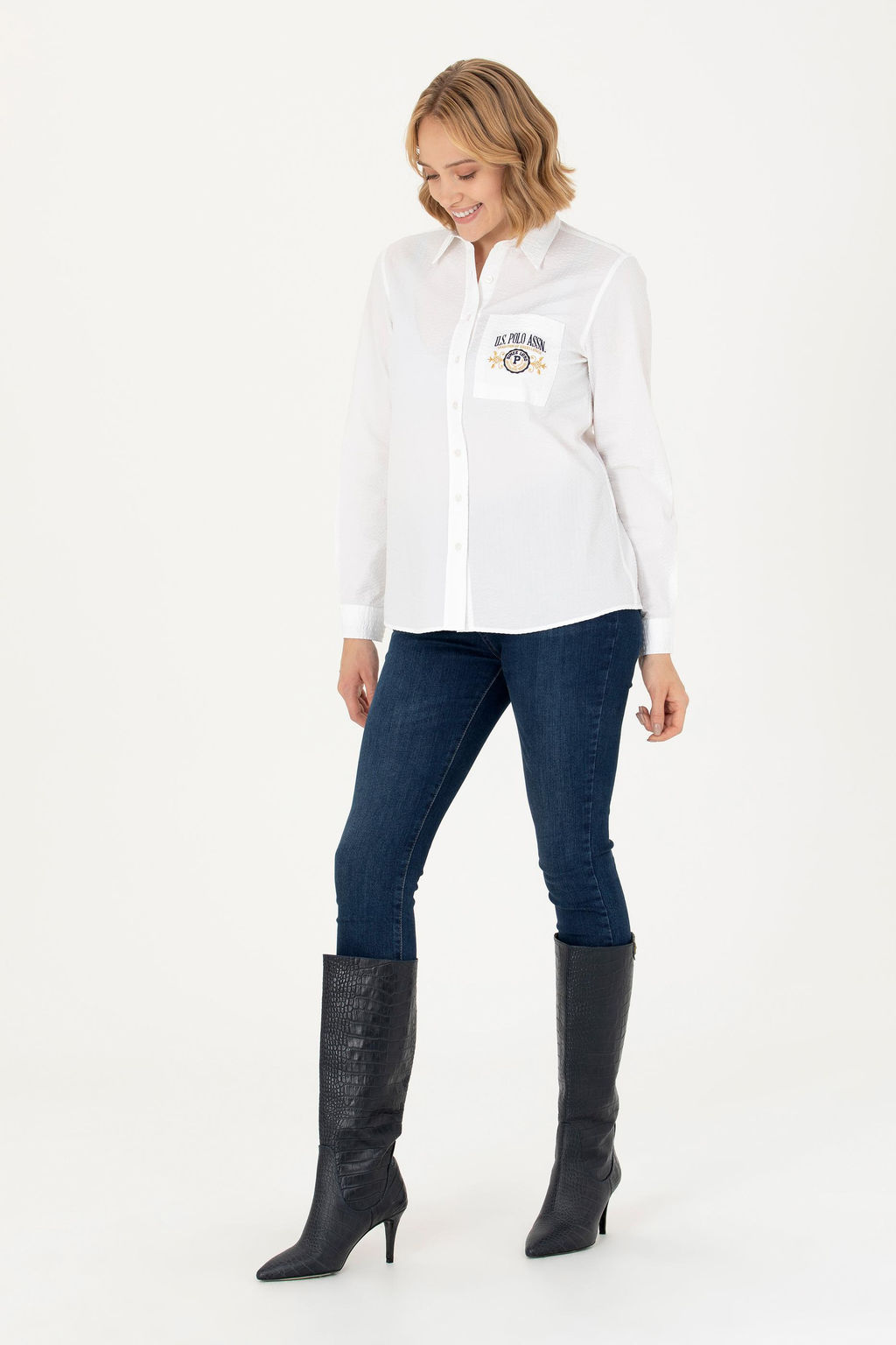 U. S. Polo Assn Женская белая рубашка с длинным рукавом - U.s. polo assn фото 18