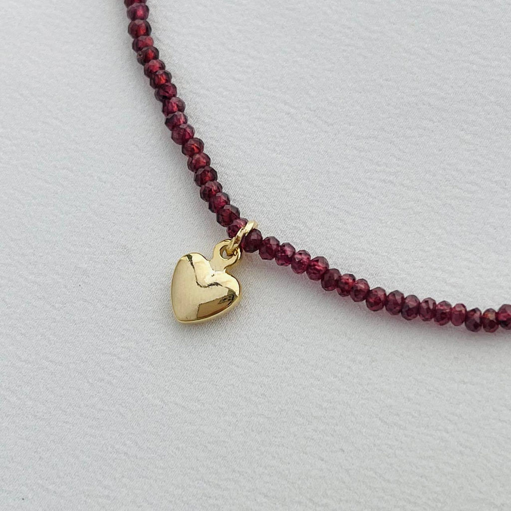 Колье из Граната с подвеской Сердце 42 см +