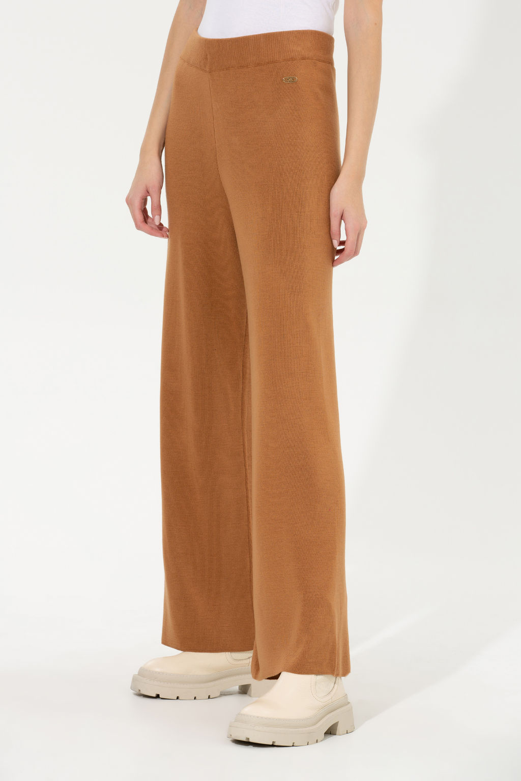 KadДn Camel Melanj Loose Fit Triko Pantolon