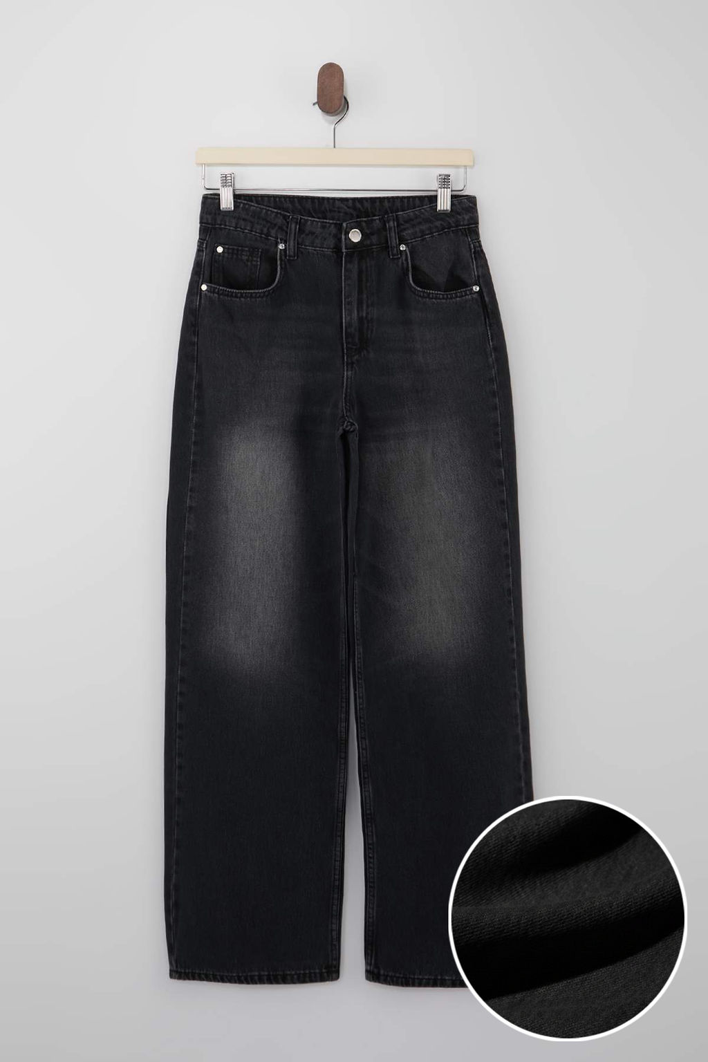 Siyah D_K_ML_ Normal Bel %100 Pamuk Uzun Boy Wide Leg Jeans TWOSS26JE00129 - Trendyolmilla фото 5