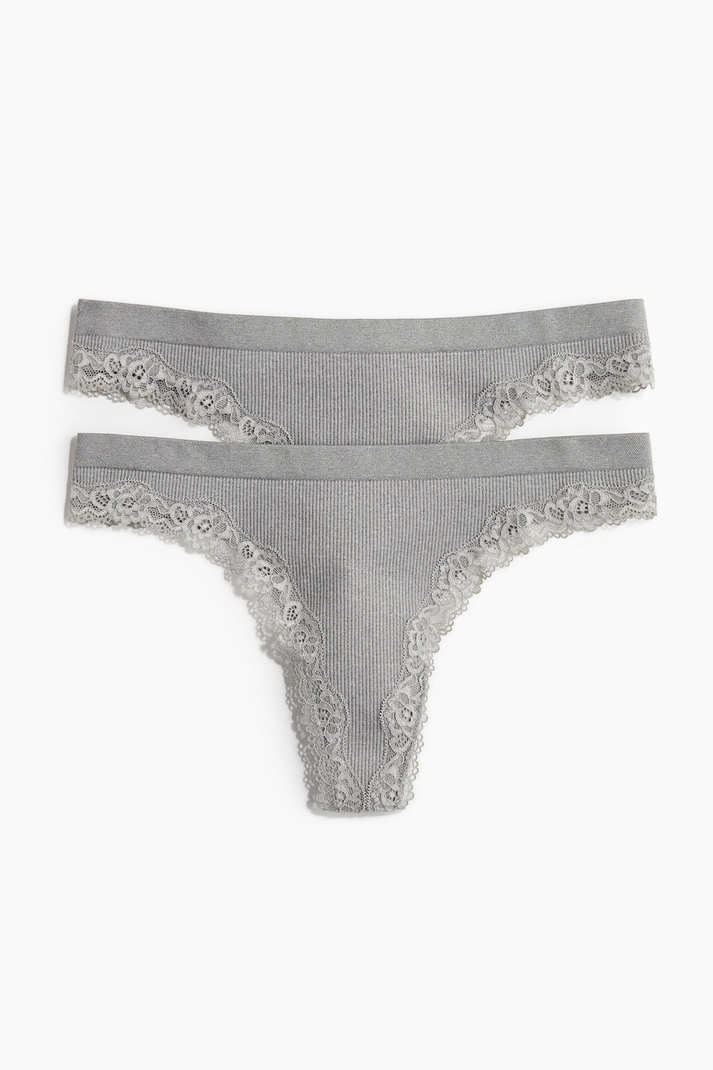 Pack 2 bragas Thong con ribete de encaje Seamless - H&m фото 5