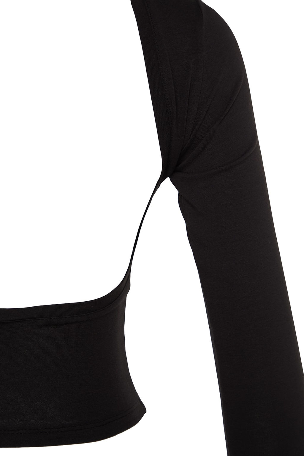 Trendyolmilla Saks Derin S?rt Dekolteli Fitted/Vucuda Oturan Pamuklu Esnek Orme Bluz TWOAW24BZ00173