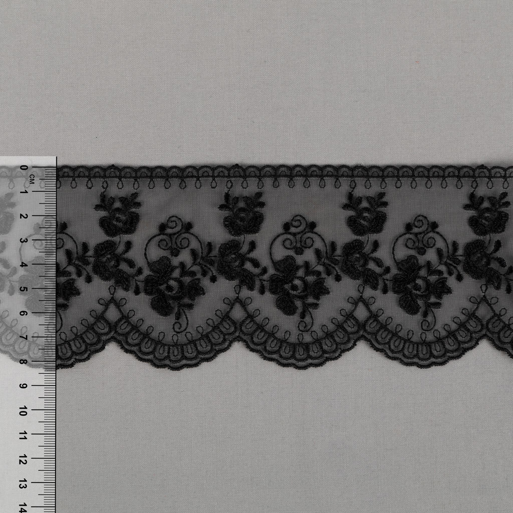 Кружево Gamma органза 84 мм GKM-8401 в пакете 10 м 0.2 Турция TL002BL черный