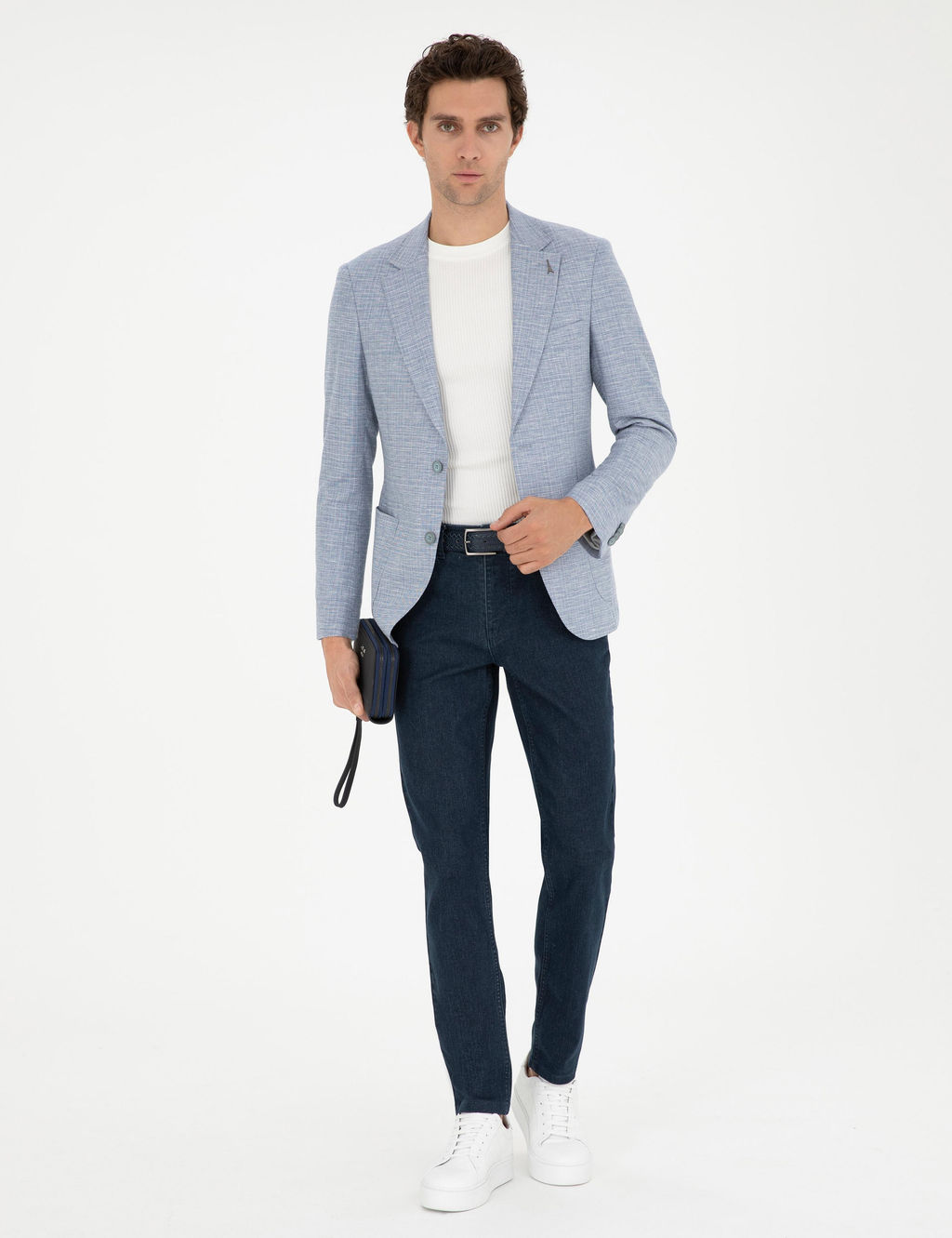 Mavi Slim Fit Keten Kar___ml_ Spor Ceket
