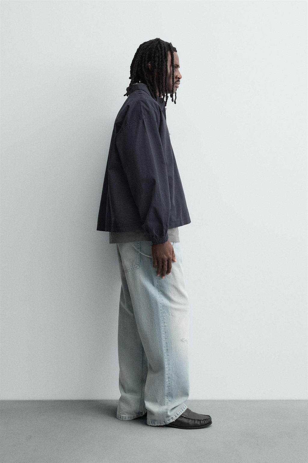 DENIM ZIP-UP POLO SHIRT - Zara фото 4