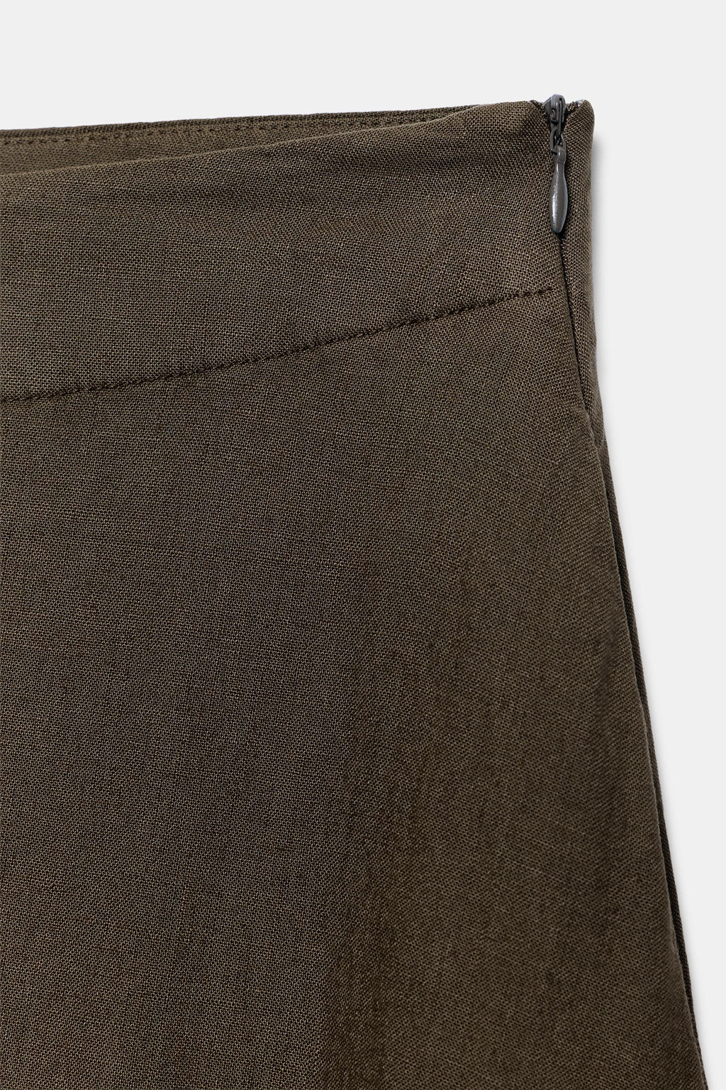 FALDA MIDI CON LINO ZW COLLECTION / Marr?n / Topo