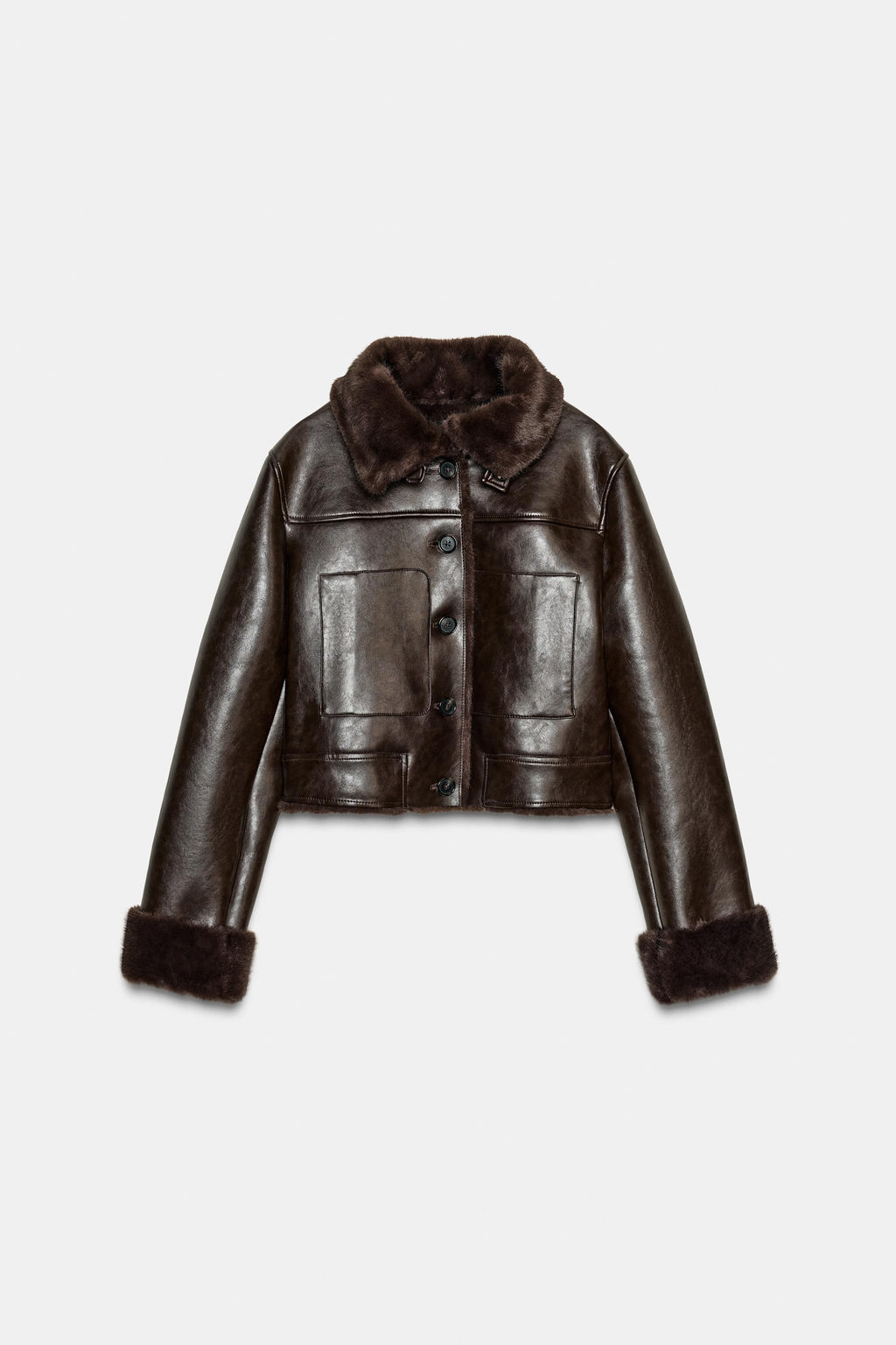 DOUBLE-FACED FAUX FUR JACKET - Zara фото 9