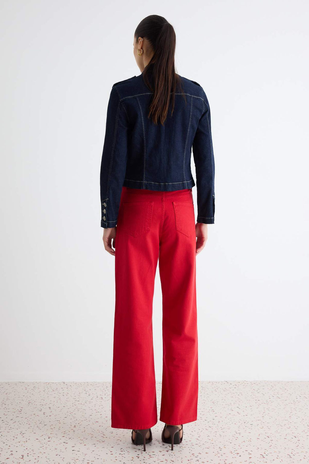 K_rm_z_ %100 Pamuk Y_ksek Bel Wide Leg Jeans TWOAW27JE00024 - Trendyolmilla фото 5