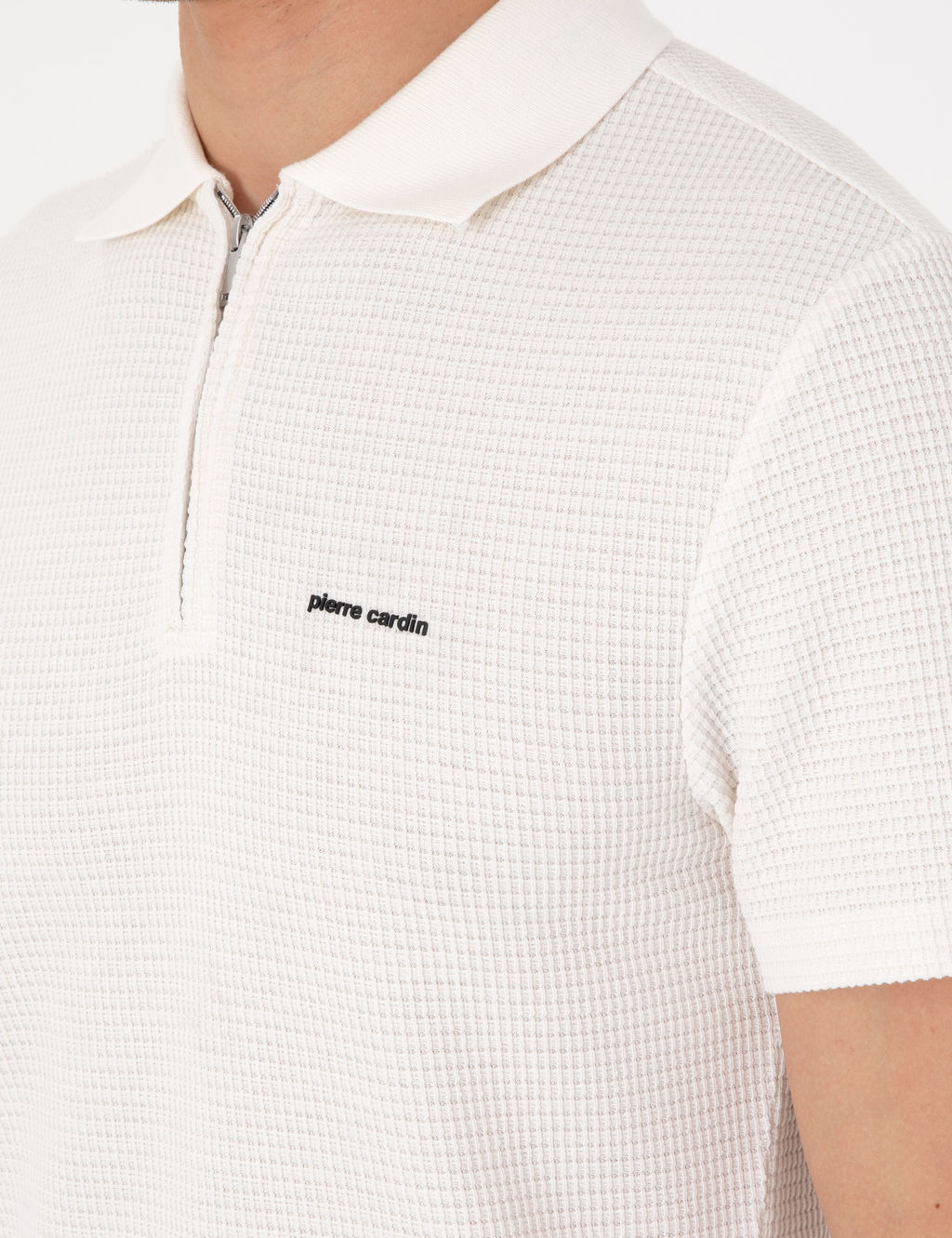 Ekru Slim Fit _rme Dokulu Polo Yaka Ti__rt