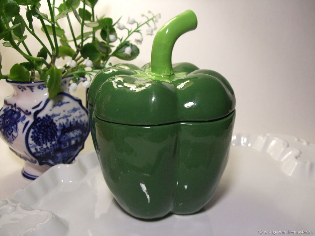 Блюдо для запекания Agness Il Raccolto Перец с крышкой 730 мл 14×13×17 см керамика  фото 5