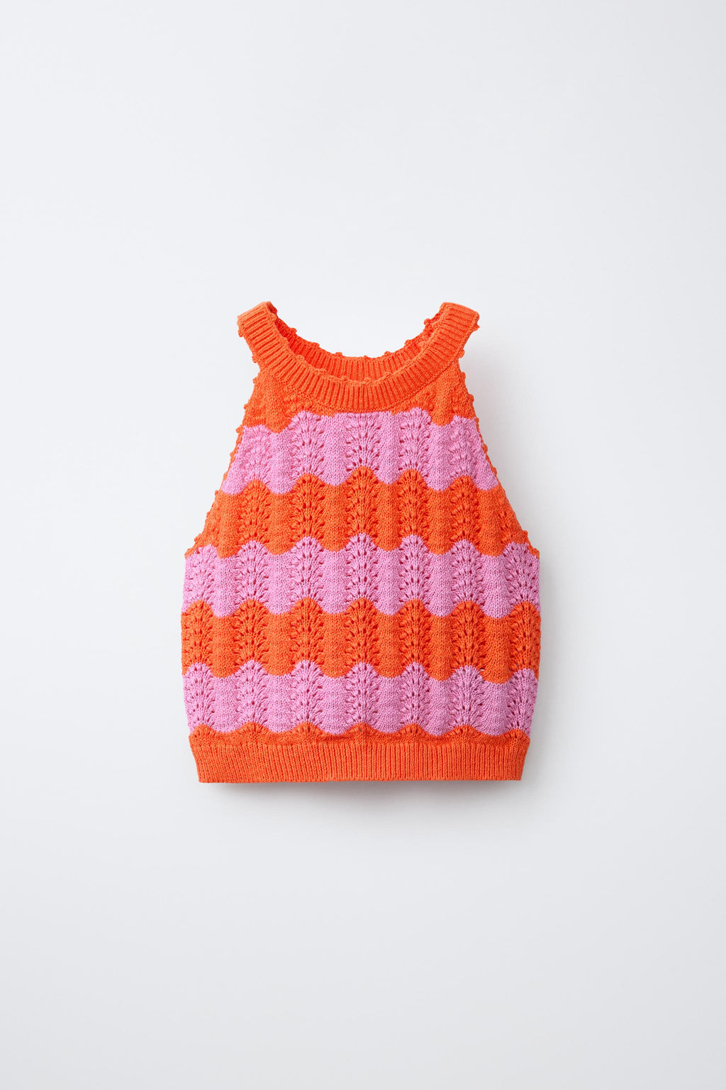 TOP PUNTO CROCHET RAYAS / Naranja fl?or - Zara фото 4