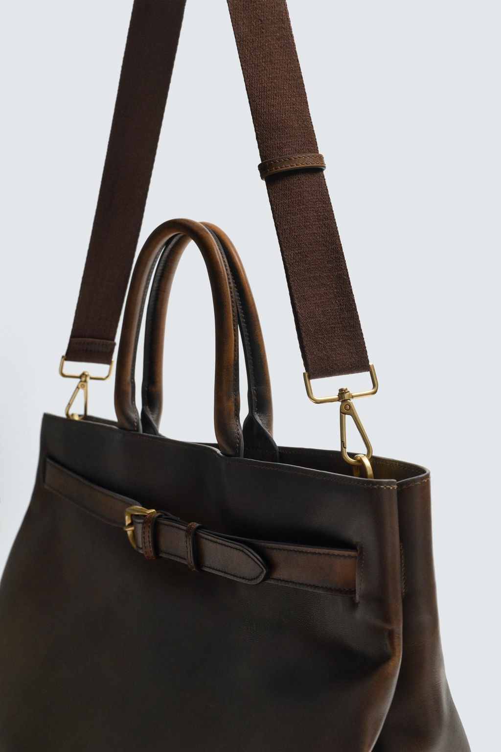 BOLSO DE MANO PIEL / Marr?n - Zara фото 7