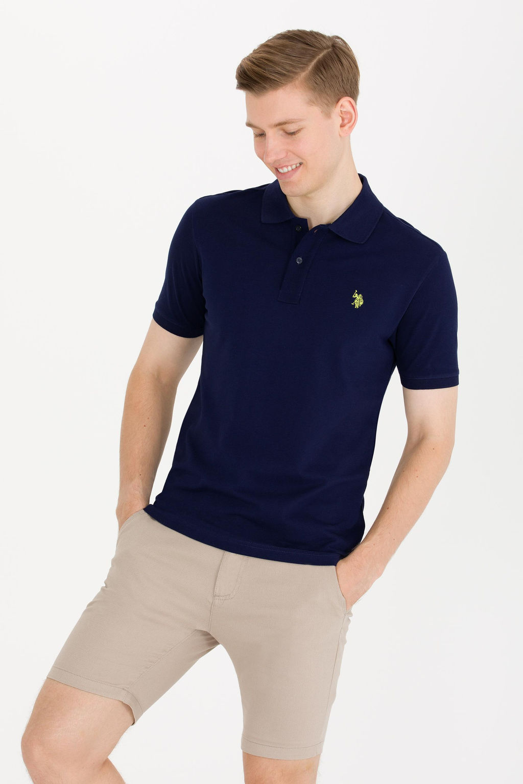 U. S. Polo Assn Мужская темно-синяя базовая футболка с воротником-поло - U.s. polo assn фото 15