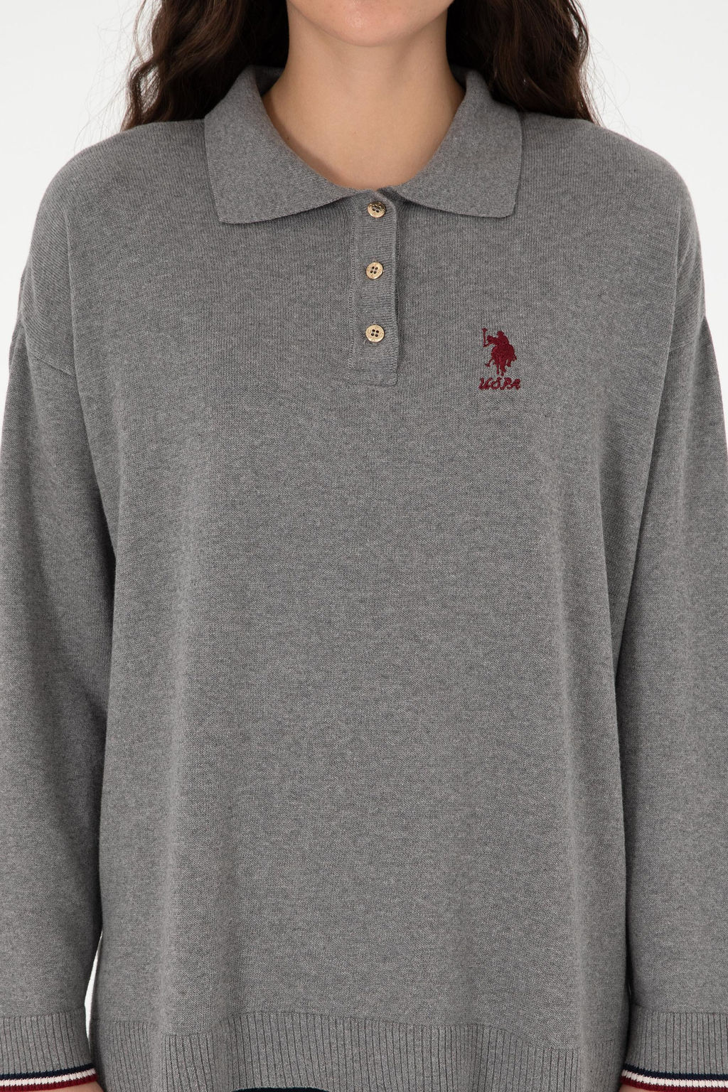 Женский серый меланжевый свитер Неожиданная скидка в корзине - U.s. polo assn фото 6