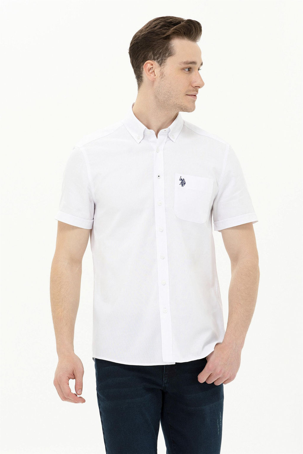 Мужская белая рубашка с коротким рукавом - U.s. polo assn фото 8