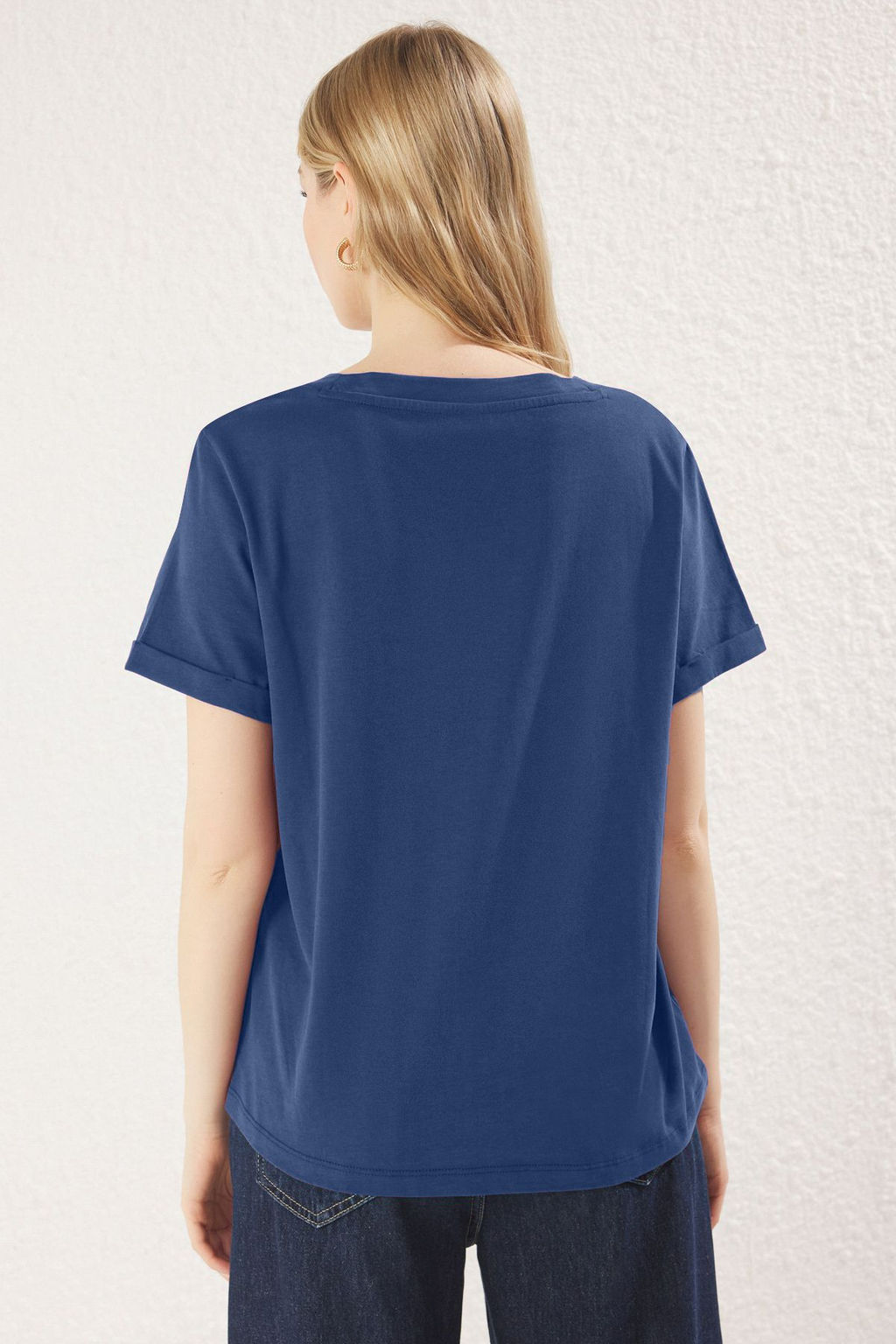 TRENDYOLMILLA Beyaz %100 Suprem V Yaka K?sa Kol Regular/Basic Orme T-Shirt TWOSS25TS00005 фото 5