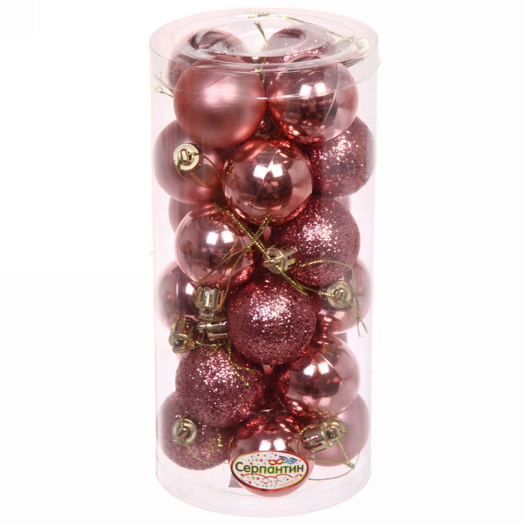 Цена за 2шт. Новогодние шары 4 см (набор 24 шт) "Микс фактур", розовое золото