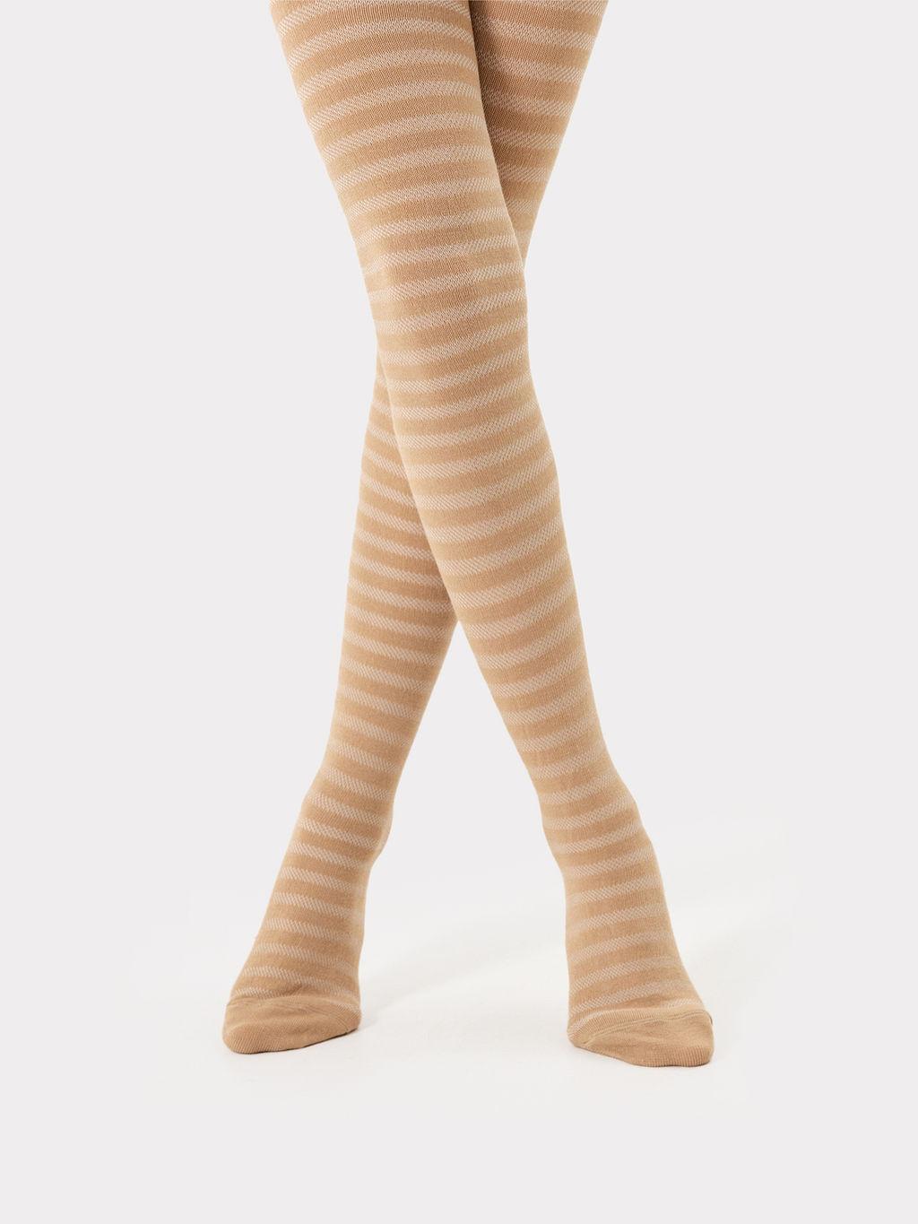 Цена за 3 пары! Колготки для девочек коричневые в светлую полоску - Mark formelle фото 2