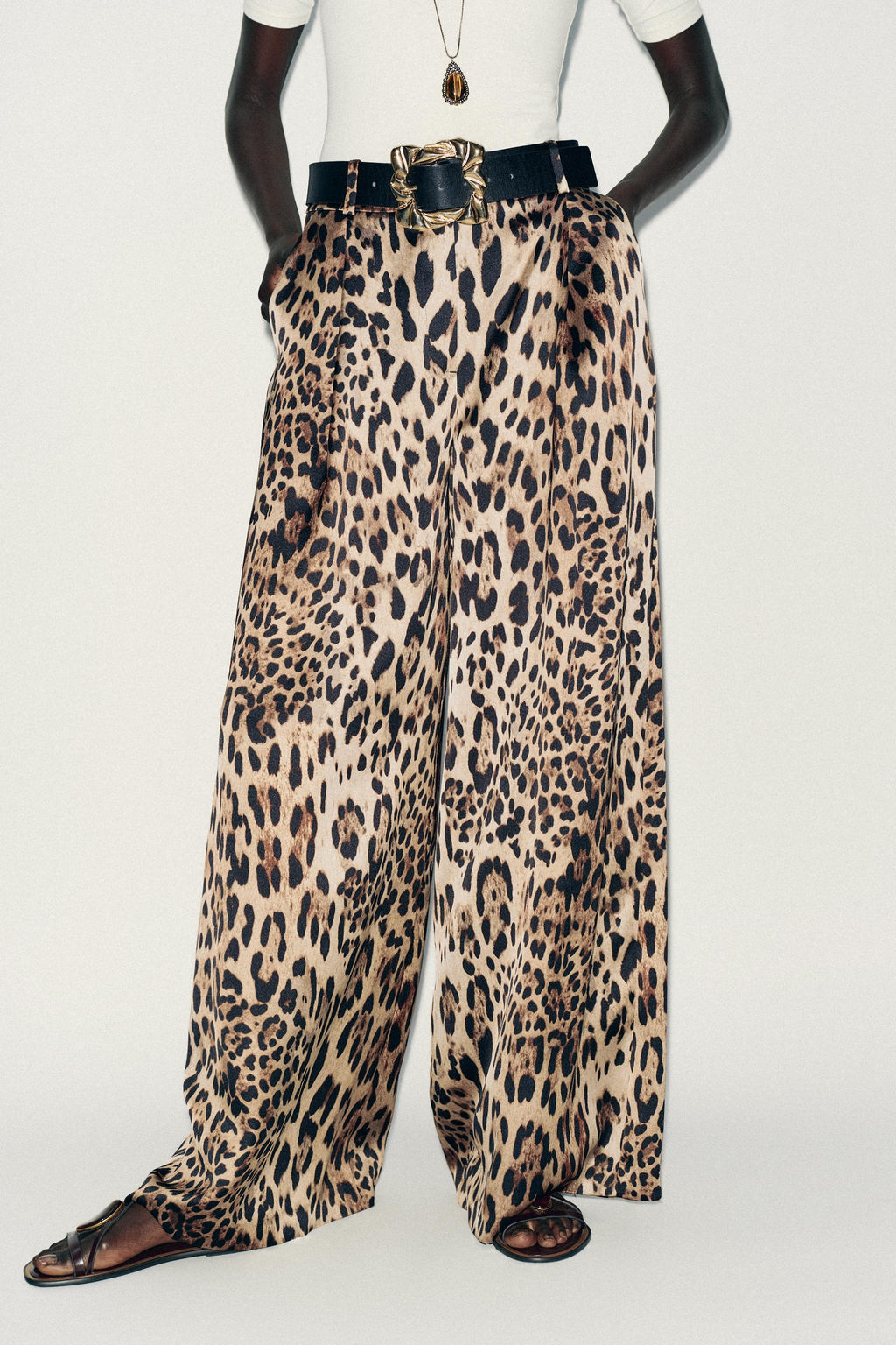 SATIN WIDE-LEG TROUSERS WITH BELT