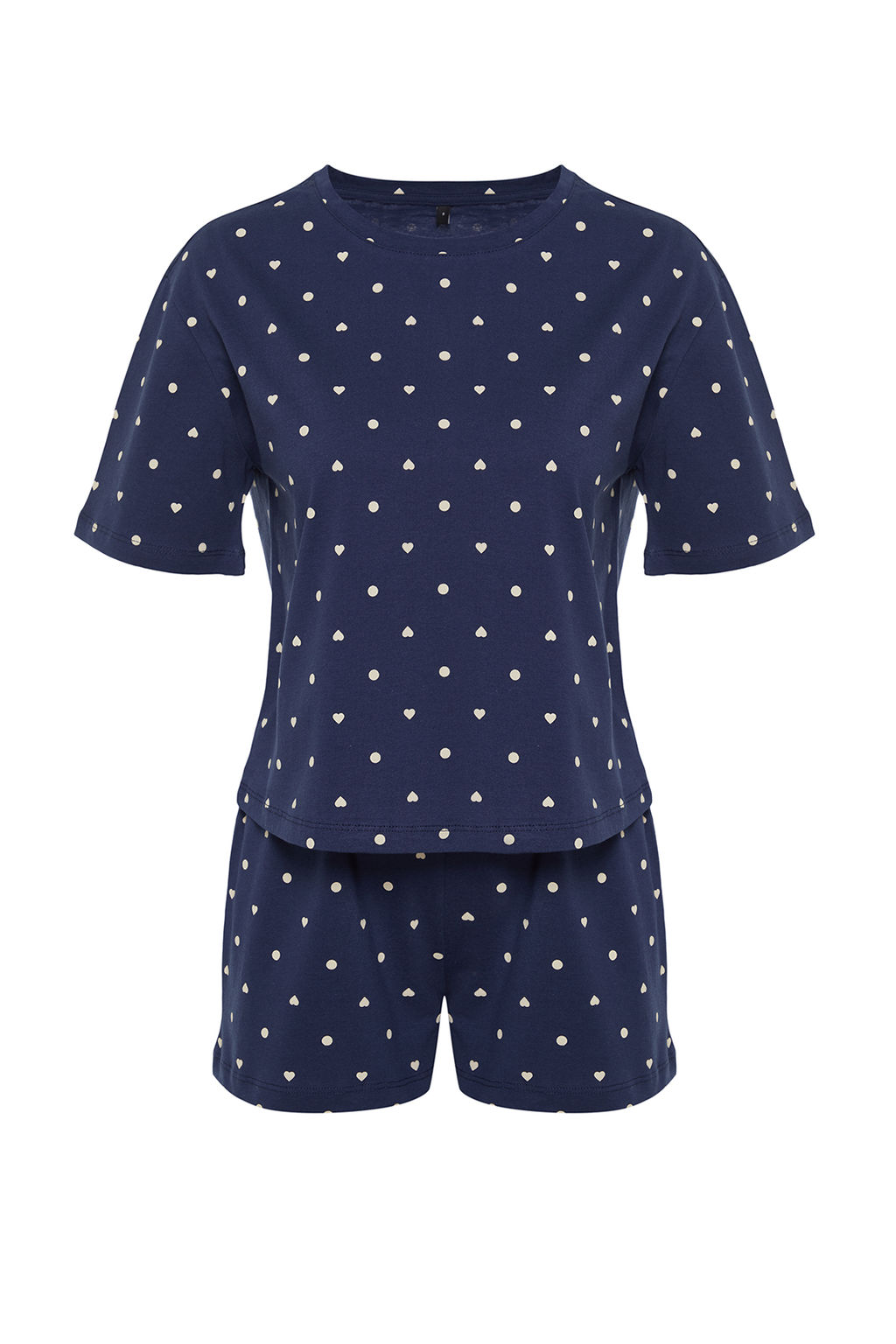 Trendyolmilla Beyaz %100 Pamuklu Puantiyeli ve Kalpli Sortlu Orme Pijama Tak?m? THMSS21PT1485 фото 48