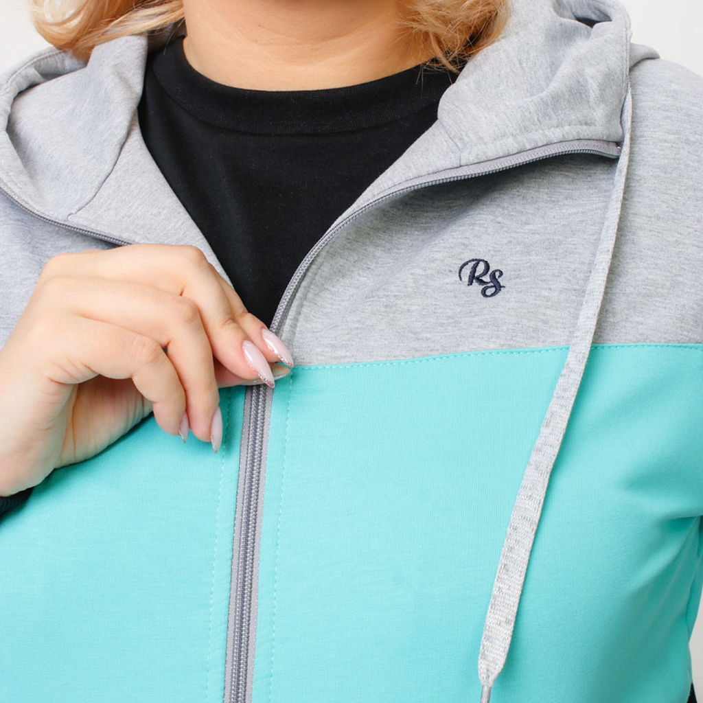 RODOS Спортивный костюм женский весна/лето М-236 Синий/Ментол/Светло-серый  фото 4