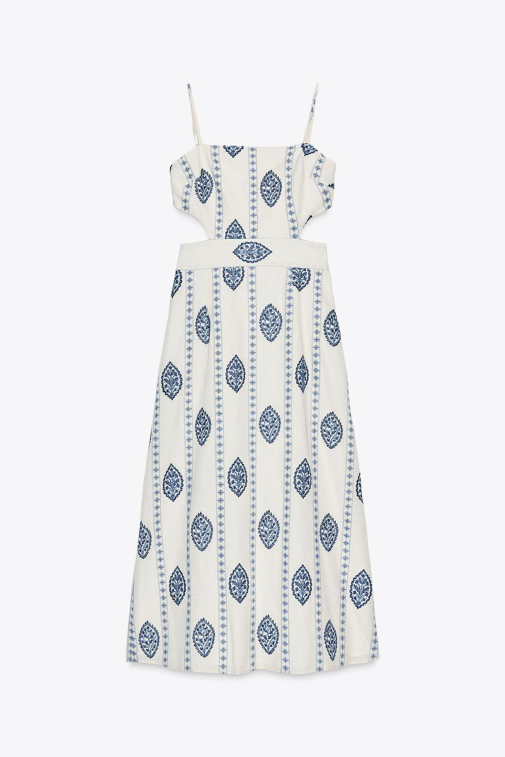 MIDI DRESS WITH CUT-OUT EMBROIDERY - Zara фото 8