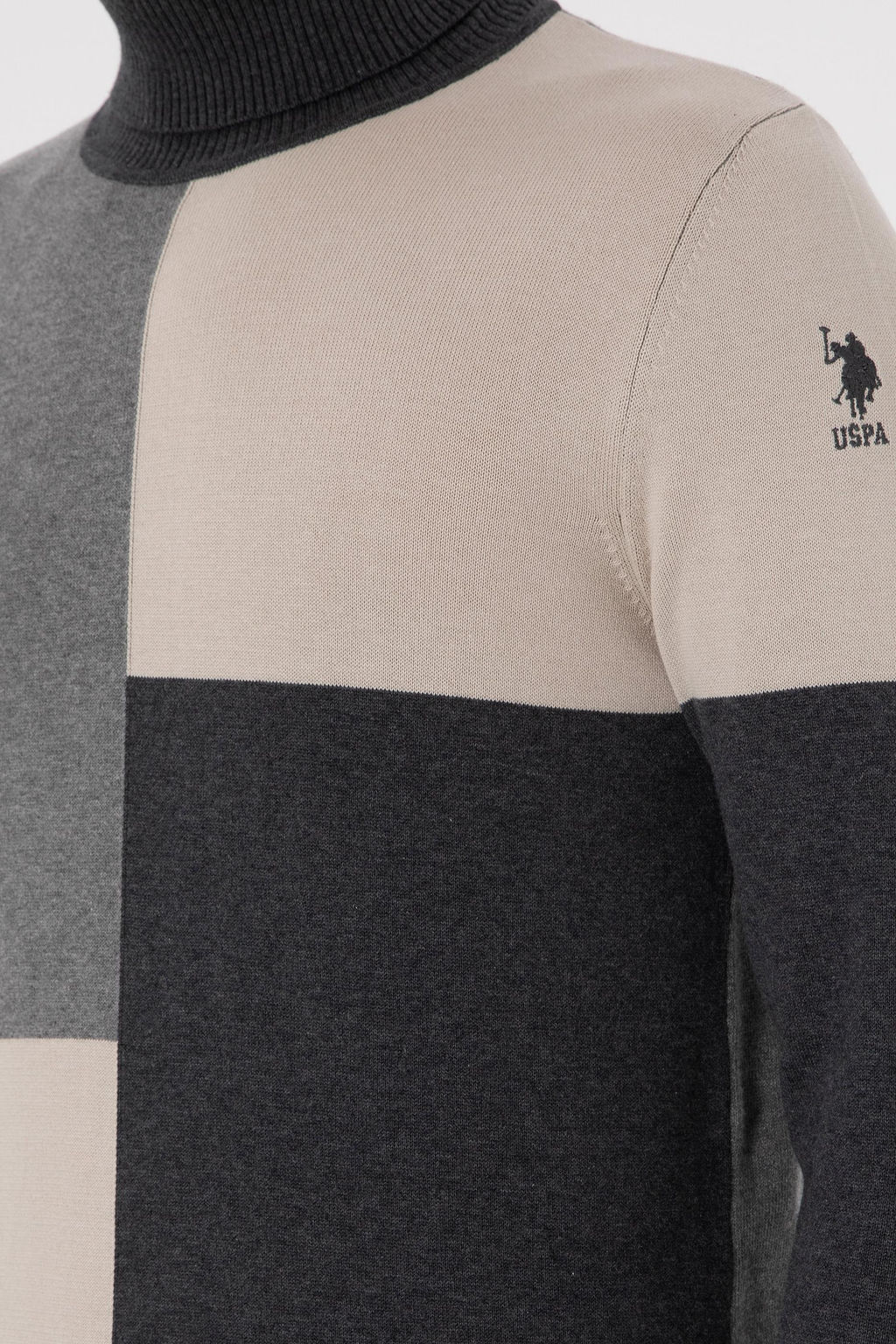 Erkek Slim Fit Yar_m Bal_k__ Yaka Koyu Ye_il Kazak - U.s. polo assn фото 7