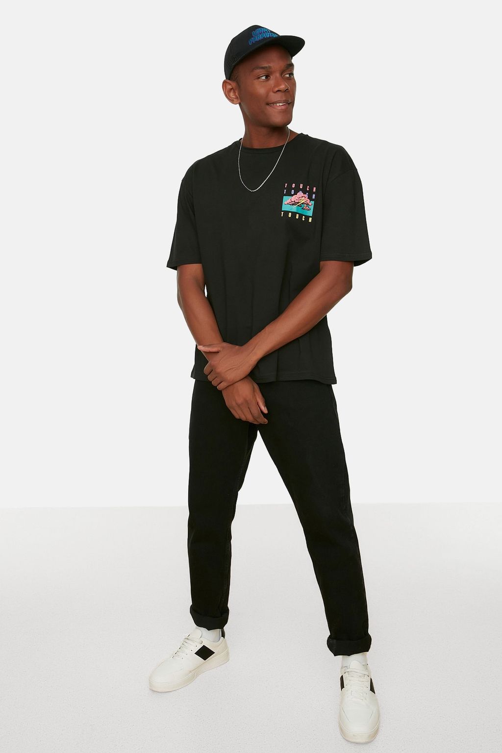 TRENDYOL MAN Siyah Oversize/Genis Kesim %100 Pamuklu Mistik Bask?l? T-Shirt TMNSS22TS0217 - Trendyolmilla фото 2