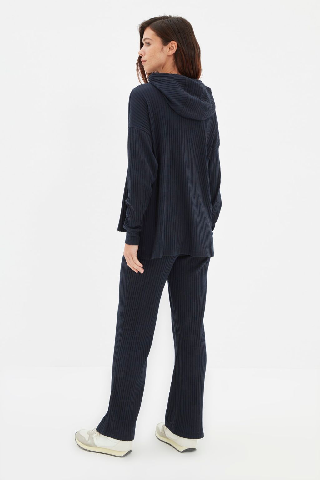 Trendyolmilla Lacivert Kapusonlu Fitilli Orme Pijama Tak?m? THMAW22AU0334  фото 12