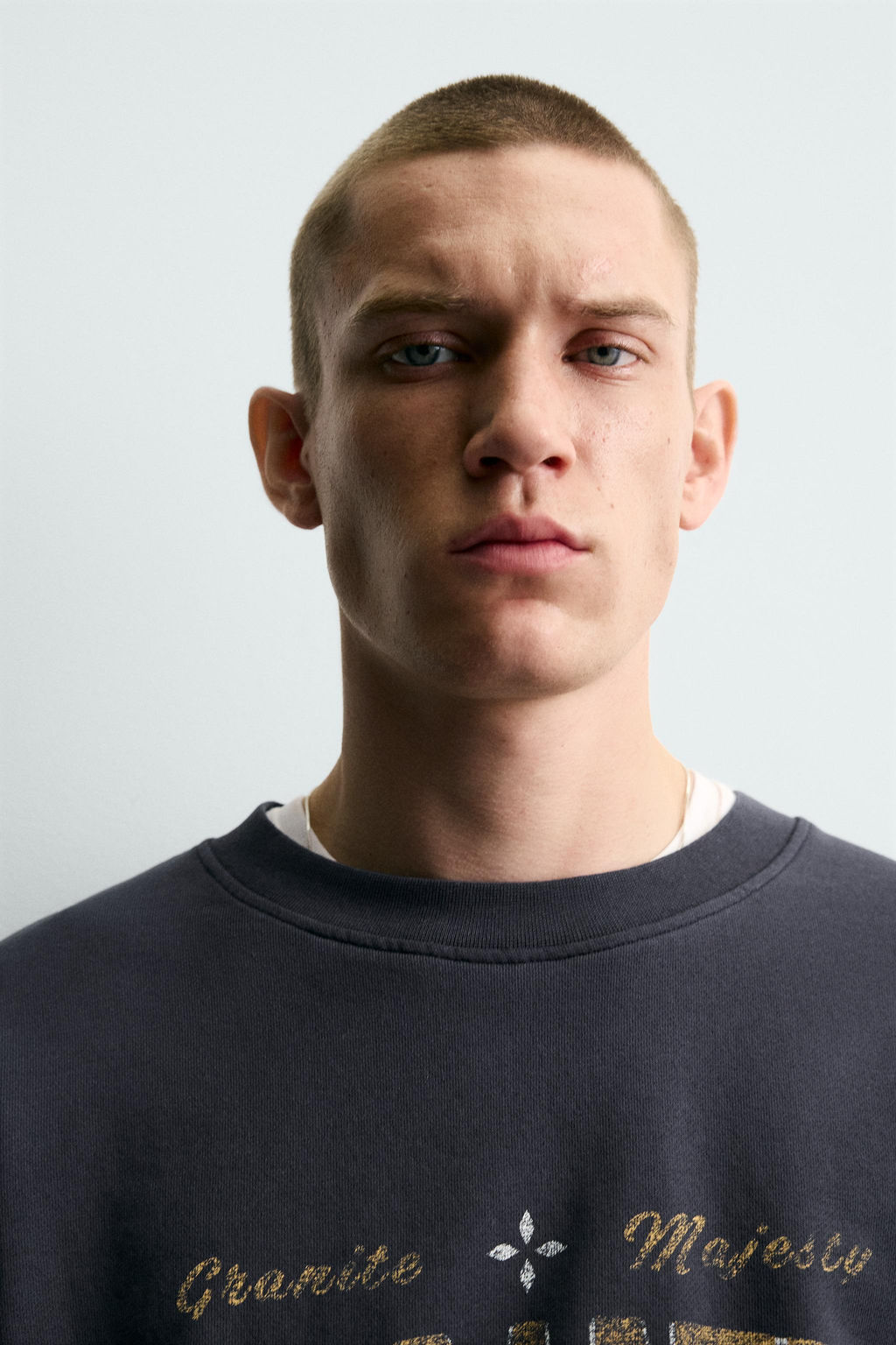 WASHED SWEATSHIRT WITH SLOGAN PRINT