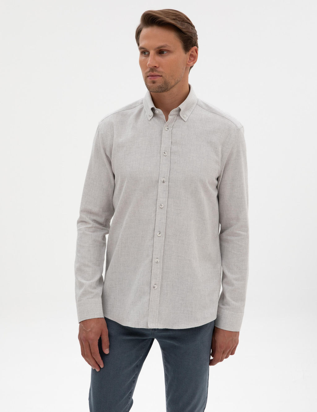A__k Gri Regular Fit Uzun Kollu G_mlek - Pierre cardin фото 3
